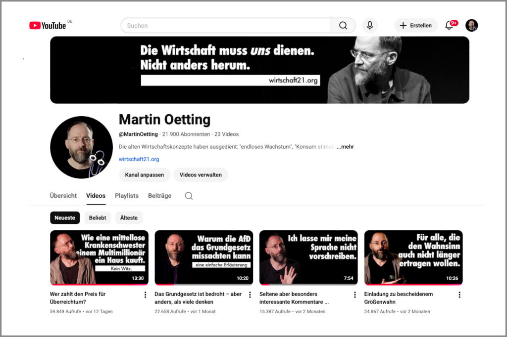 YouTube Channel, Martin Oetting (German)