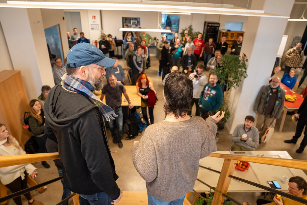 My friend Kathi and I greeting everyone